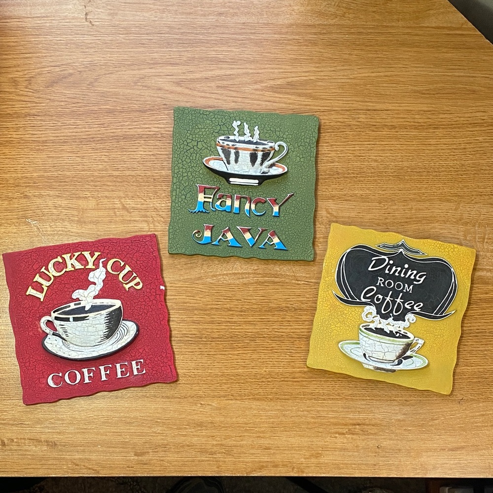 Fancy Java, Lucky Cup & Dining Room Coffee Ceramic Wall Plaques Decorative Decor